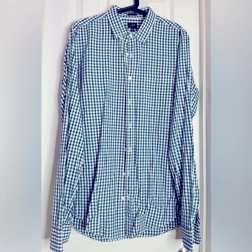 J. Crew Blue and White Casual Button Down Shirt